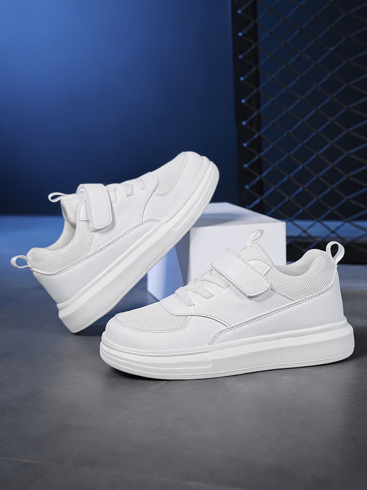 Autumn Medium And Large Kidsren'S White Sports Shoes, Breathable Performance Shoes, Primary School Students' Leather-Covered Girls' Sneakers, Boys' White Shoes - Image 3