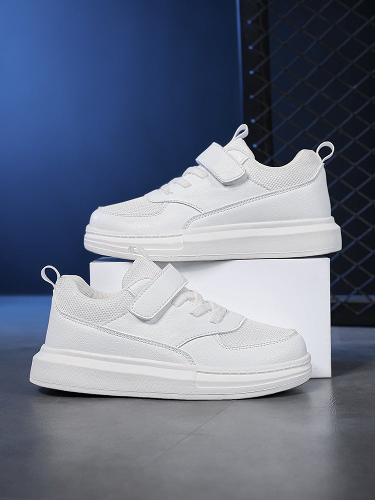 Autumn Medium And Large Kidsren'S White Sports Shoes, Breathable Performance Shoes, Primary School Students' Leather-Covered Girls' Sneakers, Boys' White Shoes - Image 4