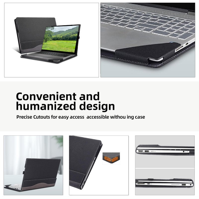 VEVOOD Laptop Cover for Dell Inspiron 14 Plus 7430|7420 Laptop 2-in-1 14"| Inspiron 14 Pro 5420 5430 7425 5425 All-Inclusive Drop-Proof Case 14" PU Leather Inner Pocket Cover (Gray) - Image 5