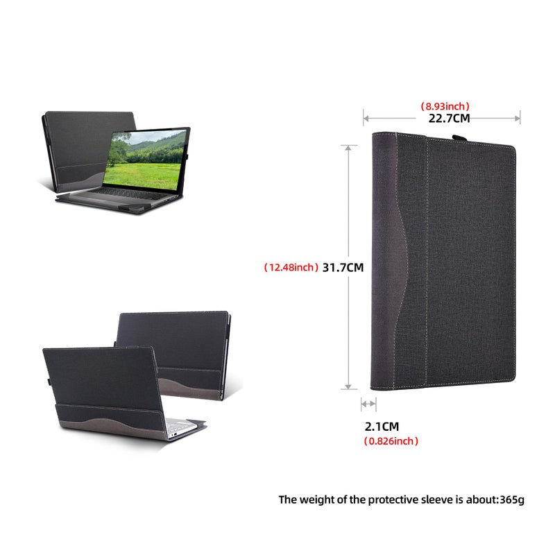 VEVOOD Laptop Cover for Dell Inspiron 14 Plus 7430|7420 Laptop 2-in-1 14"| Inspiron 14 Pro 5420 5430 7425 5425 All-Inclusive Drop-Proof Case 14" PU Leather Inner Pocket Cover (Gray) - Image 2