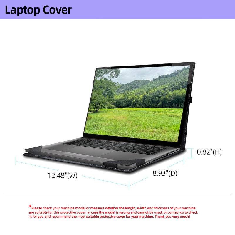 VEVOOD Laptop Cover for Dell Inspiron 14 Plus 7430|7420 Laptop 2-in-1 14"| Inspiron 14 Pro 5420 5430 7425 5425 All-Inclusive Drop-Proof Case 14" PU Leather Inner Pocket Cover (Gray) - Image 3