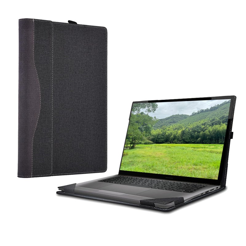 VEVOOD Laptop Cover for Dell Inspiron 14 Plus 7430|7420 Laptop 2-in-1 14"| Inspiron 14 Pro 5420 5430 7425 5425 All-Inclusive Drop-Proof Case 14" PU Leather Inner Pocket Cover (Gray) - Image 1