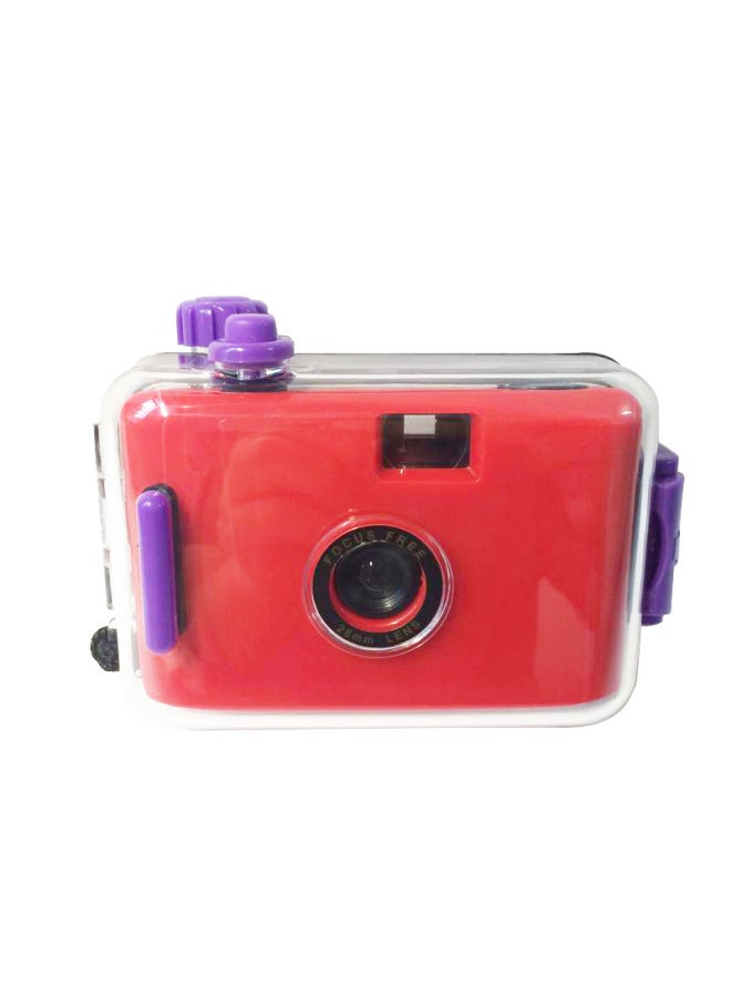 Red Purple Shell Fool Film Camera Retro Film Student Style Affordable Photo Portable Small Birthday Gift-Color:Red Purple Shell