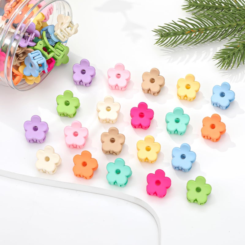 JANFUN Small Flower Hair Clips 100PCS, Mini Hair Clips Baby Claw Clips Cute Jaw Clips Hair Pins Hair Barrettes Toddler Hair Accessories for Women Girls Kids Teens, Colorful - Image 3