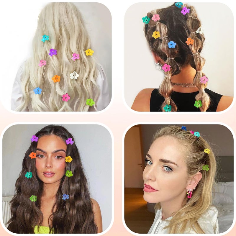 JANFUN Small Flower Hair Clips 100PCS, Mini Hair Clips Baby Claw Clips Cute Jaw Clips Hair Pins Hair Barrettes Toddler Hair Accessories for Women Girls Kids Teens, Colorful - Image 4