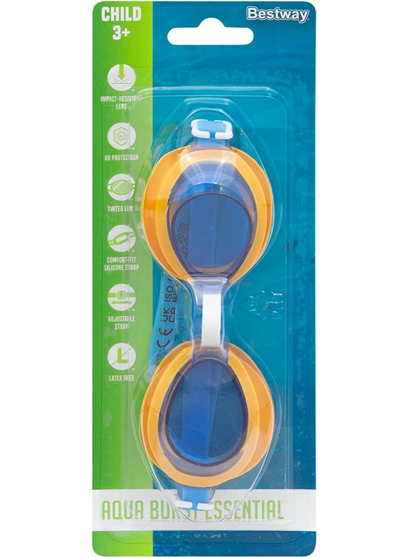 بست واي نظارات سباحة للأطفال Bestway Aqua Burst Essential: حماية من الأشعة فوق البنفسجية، عدسات ملونة مقاومة للصدمات، أكواب سيليكون مريحة، حزام وجسر أنف قابل للتعديل، 3+ سنوات - Image 4