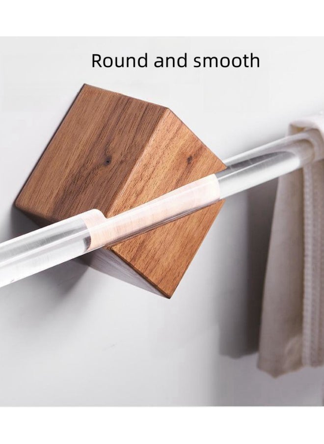 WAOKN Bath Towel Bar Single Rack Classic Wall Mounted Bathroom Towel Holder Toilet Kitchen Towel Shelf Single Layer Bathroom wall towel rack (walnut base and acrylic suspension)  - Image 5