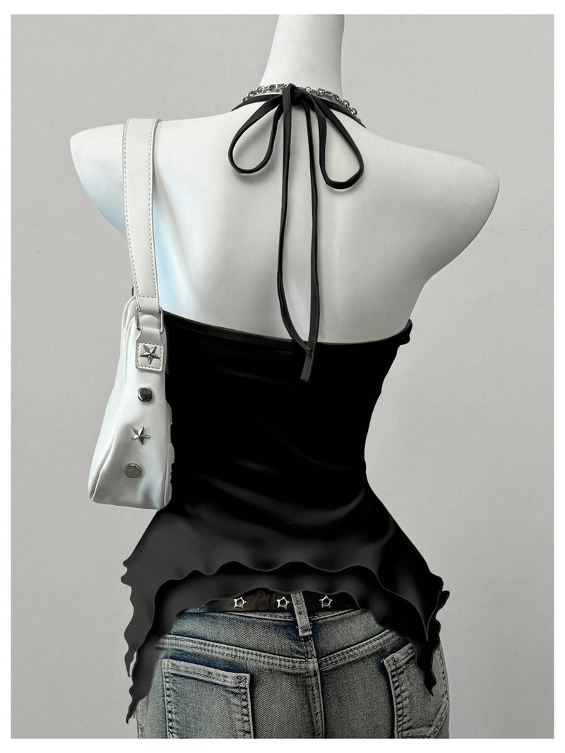 SweatyRocks Women's Gothic Graphic Halter Crop Tops Y2k Sleeveless Shirts Grunge Music Festival Concert Outfit Multicolor Large - Image 3