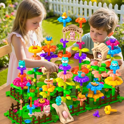 Garbo Star 145 Pcs Toys for 3 Year Old GirlToddler Gardening Set Flower Garden Toy Girls Building Sets Best Educational Learning Fine DIY Crafts Stem Construction Stacking Kitfor 3 4 5 6 7 Years Kids - Image 5