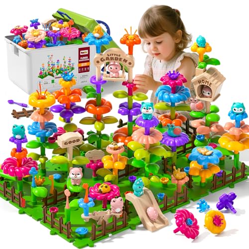 Garbo Star 145 Pcs Toys for 3 Year Old GirlToddler Gardening Set Flower Garden Toy Girls Building Sets Best Educational Learning Fine DIY Crafts Stem Construction Stacking Kitfor 3 4 5 6 7 Years Kids - Image 1