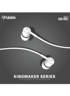 Generic UDDO UD-09 Wired Earphones, Dual Channel Stereo with Built-in Mic - WHITE  - Image 2