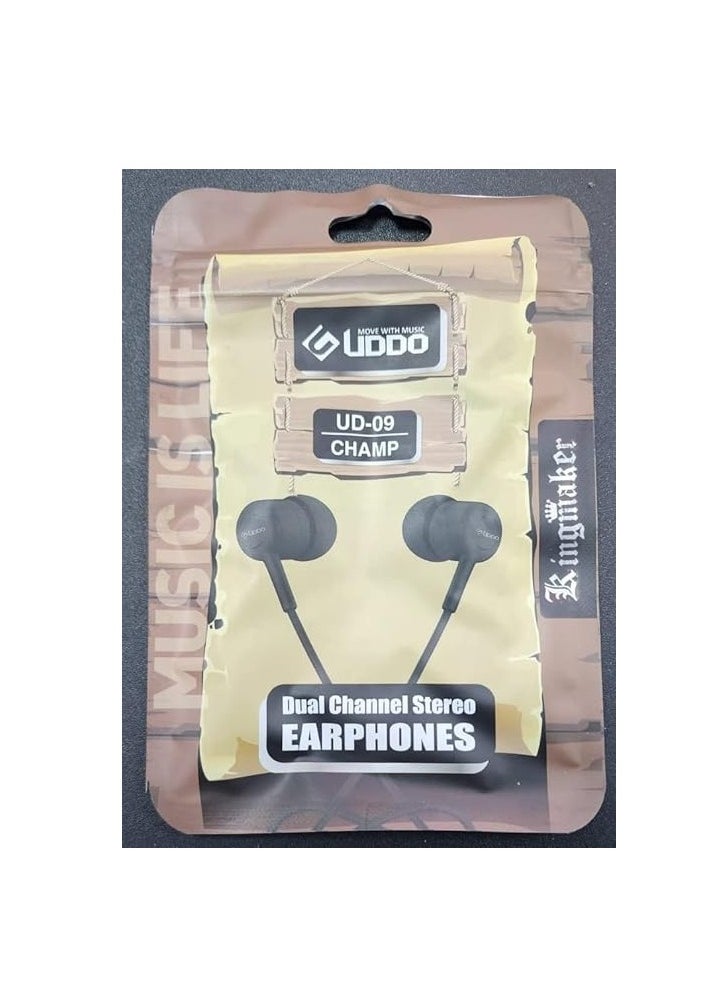Generic - UDDO UD-09 Wired Earphones, Dual Channel Stereo with Built-in Mic - WHITE - Image 1