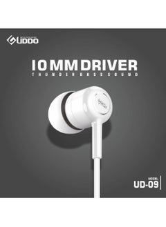 Generic UDDO UD-09 Wired Earphones, Dual Channel Stereo with Built-in Mic - WHITE  - Image 3