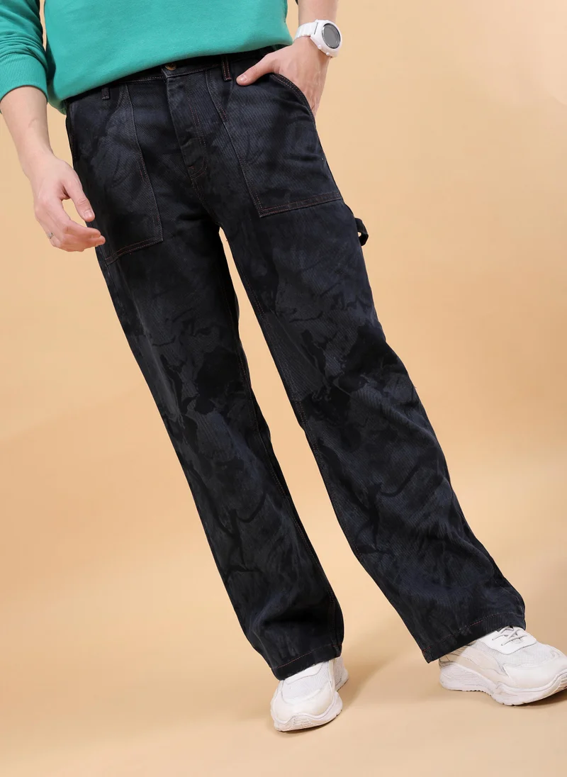 Men Baggy Solid Mid-Rise Jeans