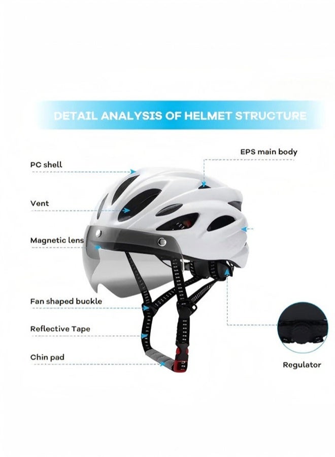 HOMESTAR Adjustable Adults Bike Helmet，Motorcycle Helmet, with  Detachable Magnetic Goggles, Lightweight and Breathable Mountain & Road Bicycle Helmets, for Adult Men Women Outdoor Riding - Image 3
