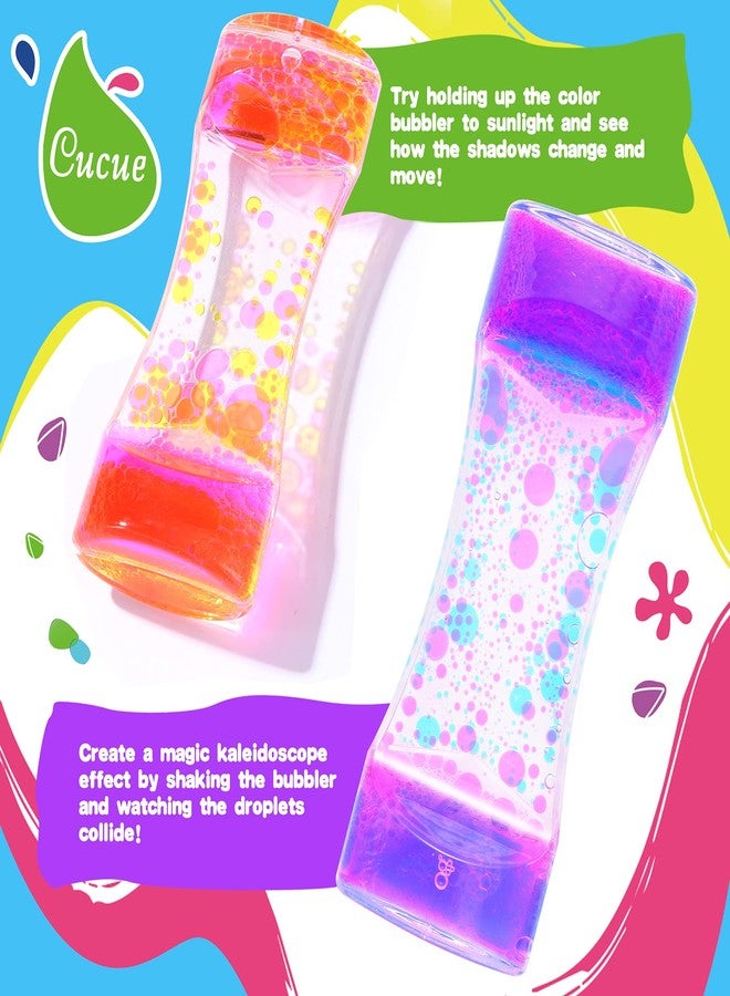 Cucue 2 Pack Liquid Motion Bubbler - Sensory Toys for School, Home, Office - Colorful Liquid Hourglass for Calming & Relaxing - Gifts for Kids & Adults -New Model 6.7x2.6in - Image 3