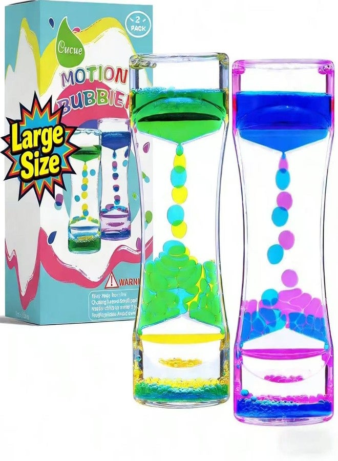 Cucue 2 Pack Liquid Motion Bubbler - Sensory Toys for School, Home, Office - Colorful Liquid Hourglass for Calming & Relaxing - Gifts for Kids & Adults -New Model 6.7x2.6in - Image 1