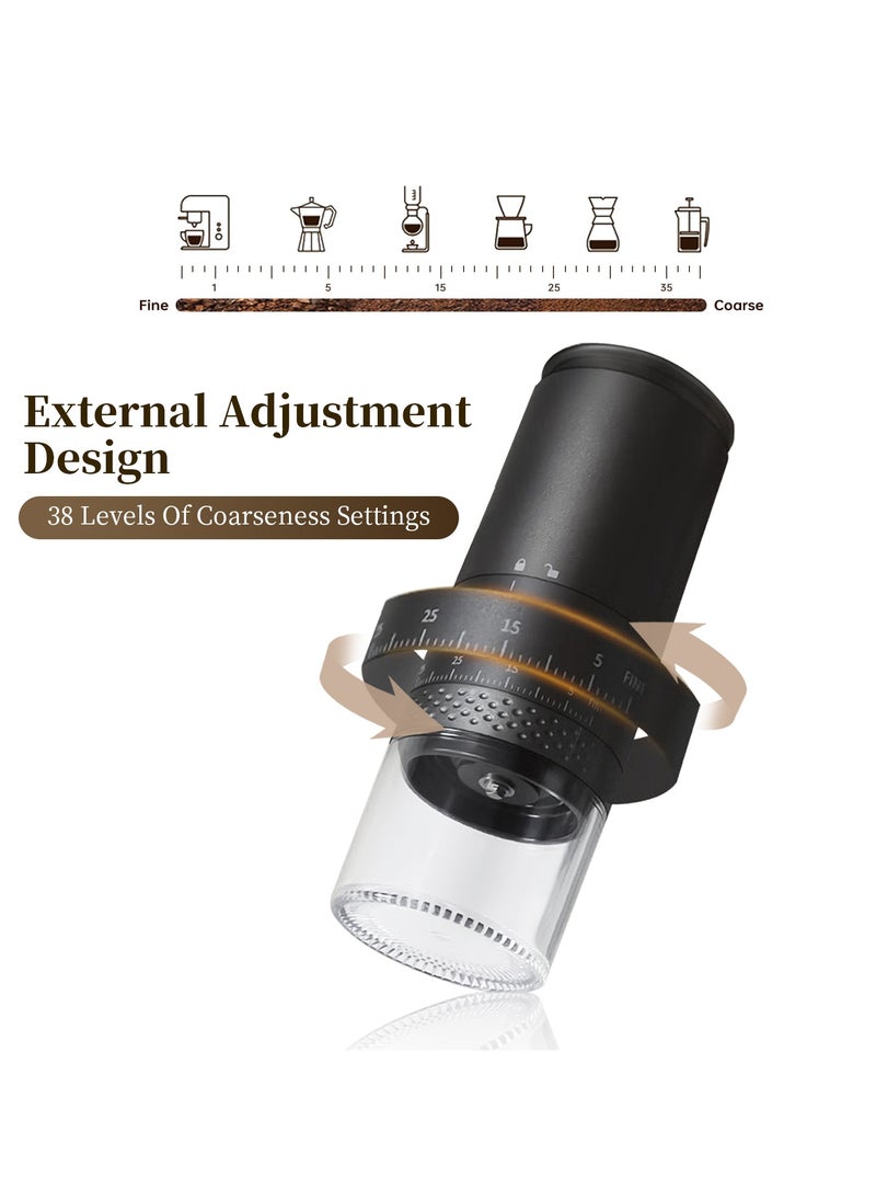مطحنة قهوة كهربائية مع شاشة عرض مستوى البطارية، مطحنة قهوة محمولة، 38 إعداد طحن خارجي قابل للتعديل، مطحنة قابلة لإعادة الشحن عبر USB للاستخدام المنزلي والسفر والمكتب - pzsku/ZC07978C128CA08F918D2Z/45/_/1727427967/08e779f7-330a-4cf5-bcd6-026725065547