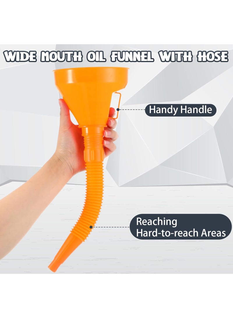 قمع زيت واسع الفم مع خرطوم تمديد قمع مرن للاستخدام في السيارات فلتر شبكي قابل للإزالة لوقود السيارة وسائل ناقل الحركة وتغيير الزيت (برتقالي) - Image 3