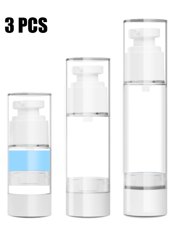 HY 3 Pack Airless Pump Bottles, 15/30/50 ml Lotion Dispenser Travel Size Pump Bottles, Vacuum Cosmetic Travel Bottle for Lotion, Creams, Foundation, Cosmetic - Image 1