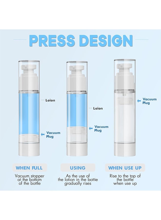 HY 3 Pack Airless Pump Bottles, 15/30/50 ml Lotion Dispenser Travel Size Pump Bottles, Vacuum Cosmetic Travel Bottle for Lotion, Creams, Foundation, Cosmetic - Image 5