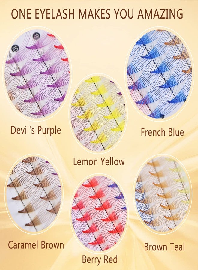 UHOMENY Color Cluster Lashes, UHOMENY Individual Lashes Extension Natural Mixed Color Pink Makeup Cluster EyeLashes Single Soft Fans Lashes DIY Eyelash Extension at Home with color (6 colors 10D 0.07C 14mm) (Color Cluster Lashes) - Image 4