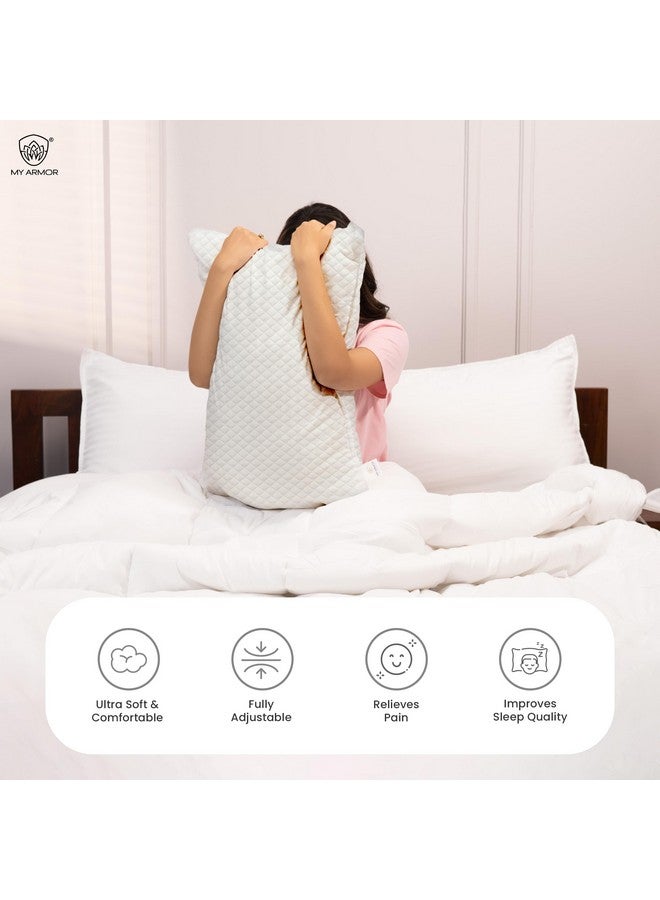 MY ARMOR Adjustable Shredded Memory Foam Pillow with Extra Filling | 350 GSM Antimicrobial Cover | 17" x 27" - 1 Piece - Image 4