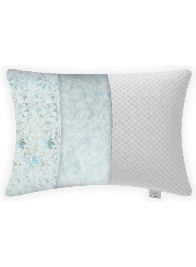 MY ARMOR Adjustable Shredded Memory Foam Pillow with Extra Filling | 350 GSM Antimicrobial Cover | 17" x 27" - 1 Piece - Image 1
