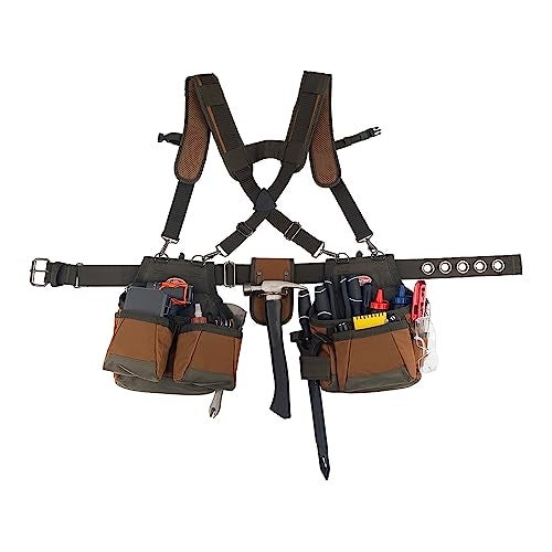 Bucket Boss - AirLift Tool Belt with Suspenders, Tool Belts - Original Series (50100) with 12 pockets, Brown , 52 Inch - Image 3