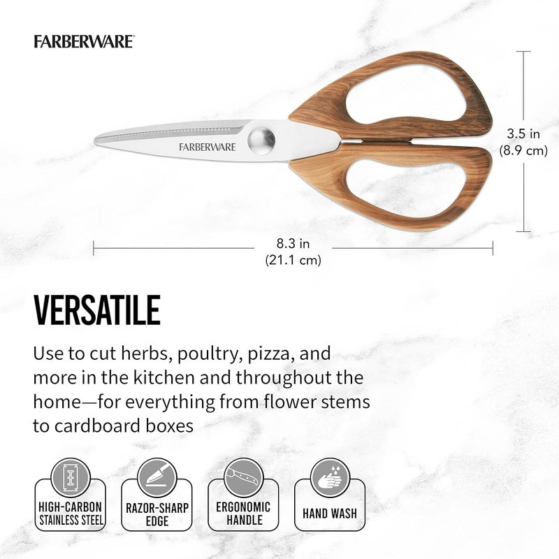 Farberware 5221282 All Purpose Shear, Pecan Wood Handles 8.2 x 3.5 x 0.5 inches - Image 5