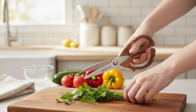 Farberware 5221282 All Purpose Shear, Pecan Wood Handles 8.2 x 3.5 x 0.5 inches - Image 2