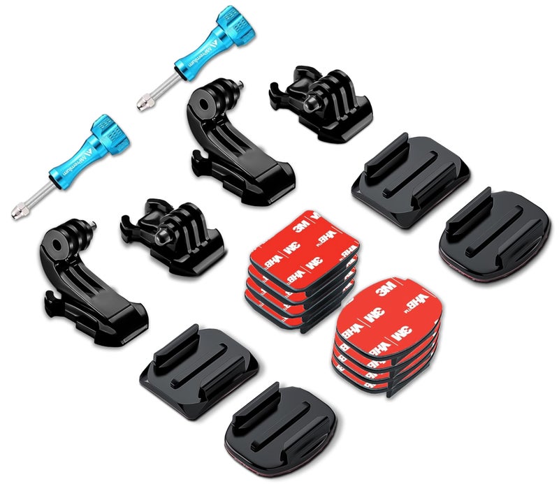 MiPremium Helmet Mount Adhesive Sticky Pads for GoPro Hero 13 12 11 10 9 8 MAX Go Pro 7 6 5 4 3 2 1 Session Insta 360 DJI Osmo Campark SJCAM AKASO Action Cameras Buckle Mounts Adapter Accessories Mounting Kit - Image 1