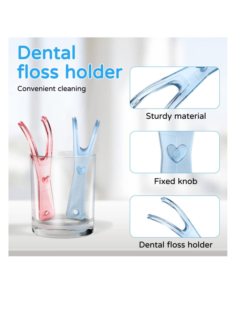 Generic - Dental Floss Holder for Teeth, 2 Pack Reusable Floss Handle Holder, Refillable Floss Pick, Tooth Picks Holder Dispenser, Replacements Floss Handles for Tooth Cleaning, Pink, Blue - Image 1