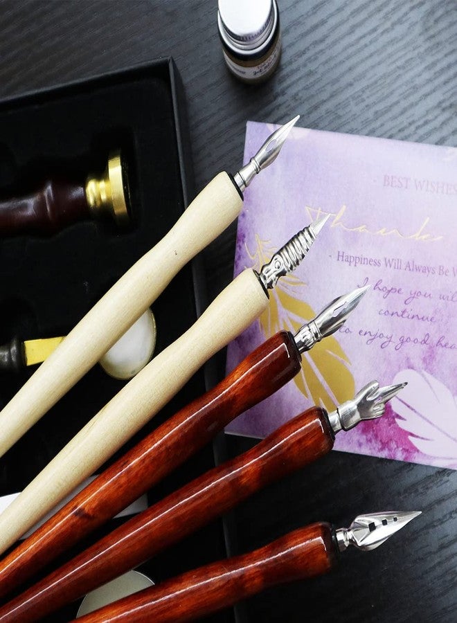 XIAOYU Cartoon Comic Dip Pen Set, 5PCS Comic Pen Holders with 5 Pieces Comic Pen Nibs Kit, Wooden Comic Pen Nib Holder for Writing, Painting, Signing, Brown - Image 4