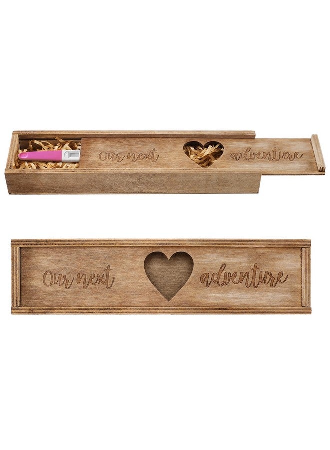 Barydat صندوق هدايا اختبار الحمل باري دات صندوق تذكار إعلان الحمل للزوج صندوق خشبي لإعلانات كشف جنس الطفل أفكار مفاجأة حامل اختبار هدايا تذكارية للأب والجد والجدة (بني) - Image 1