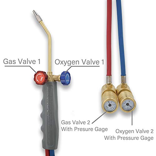 Cybring Oxygen MAPP Torch Kit With Pressure Meter With Tank Support, Glasses And Flint Spark Lighter(Gas Cylinders Not Included) - Image 5