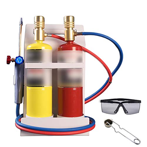 Cybring Oxygen MAPP Torch Kit With Pressure Meter With Tank Support, Glasses And Flint Spark Lighter(Gas Cylinders Not Included) - Image 1