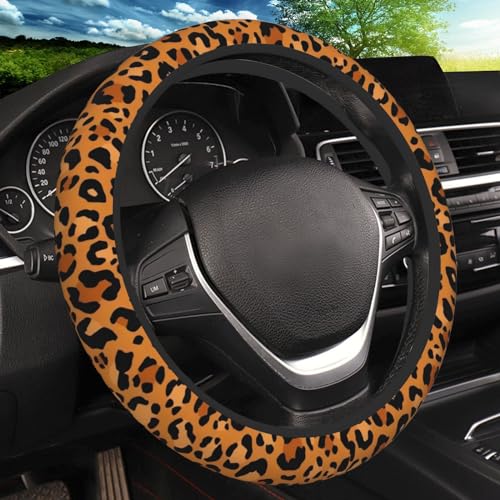 KARREAL Animal Leopard Print Cheetah Steering Wheel Cover NonSlip Breathable Neoprene Steering Wheel Covers Women Car Accessories Universal 15 Inch Fit Auto Suvs Truck - Image 1