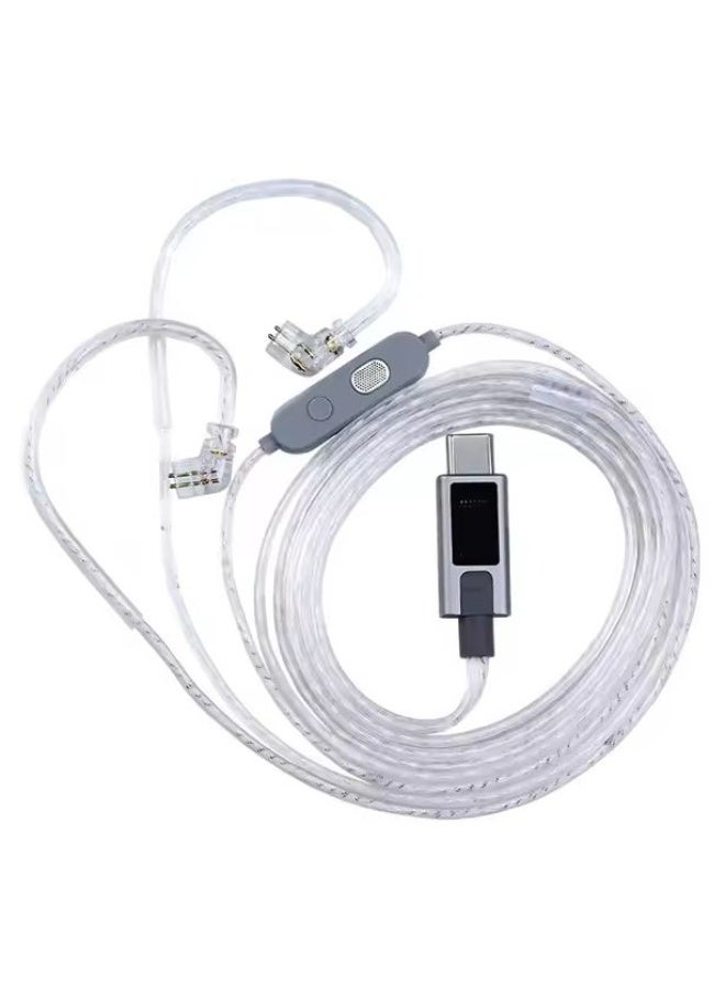 KZ M2 Type-C 0.78mm Silver-Plated Earphone Upgrade Cable, featuring Dual Microphones, High-Performance DAC Chip, Hi-Fi Audio Decoding, and Adjustable Sound Modes. Premium 0.78mm Type-C IEM Cable compatible with KZ ZS10 Pro 2 and other 0.78mm pin earphones - Image 1