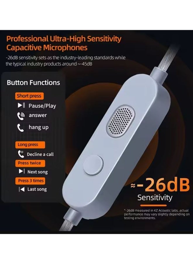 KZ M2 Type-C 0.78mm Silver-Plated Earphone Upgrade Cable, featuring Dual Microphones, High-Performance DAC Chip, Hi-Fi Audio Decoding, and Adjustable Sound Modes. Premium 0.78mm Type-C IEM Cable compatible with KZ ZS10 Pro 2 and other 0.78mm pin earphones - Image 5