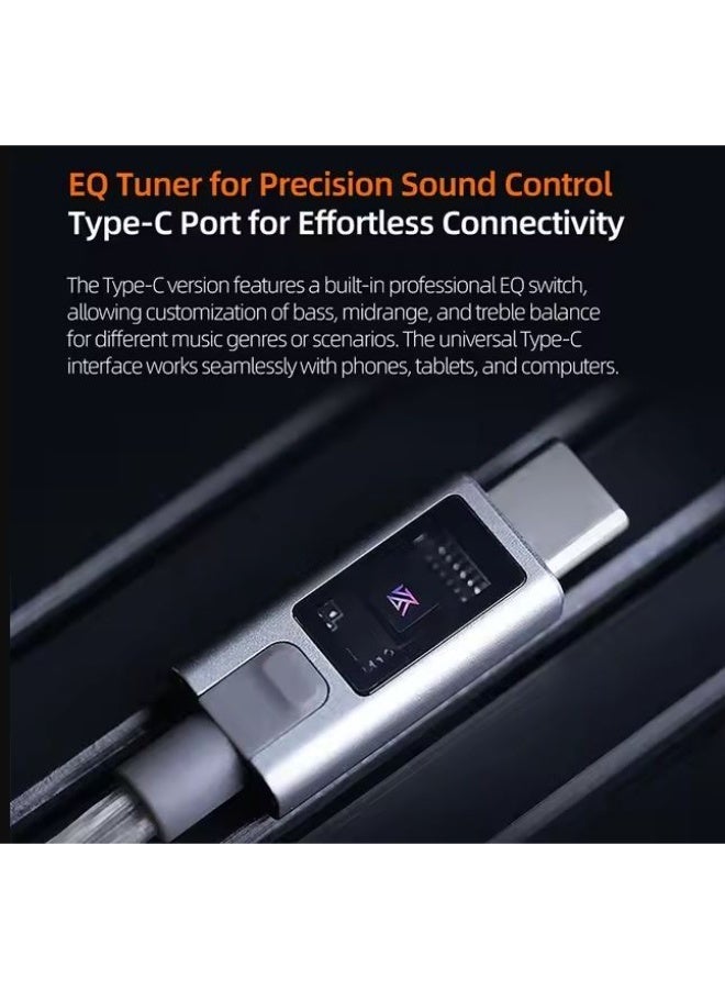 KZ M2 Type-C 0.78mm Silver-Plated Earphone Upgrade Cable, featuring Dual Microphones, High-Performance DAC Chip, Hi-Fi Audio Decoding, and Adjustable Sound Modes. Premium 0.78mm Type-C IEM Cable compatible with KZ ZS10 Pro 2 and other 0.78mm pin earphones - Image 3