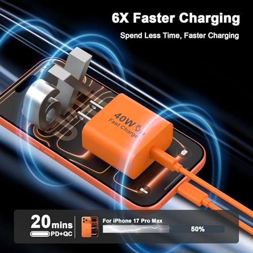 Smilebridge [Apple MFi Certified] iPhone 17 Pro Max Charger Fast Charging, PD 40W USB C Charger Block with 10FT Long Type C Charging Cable Cord Compatible with iPhone 17/17 Pro/17 Pro Max/Air/16/15/16 15 Pro Max - Image 3