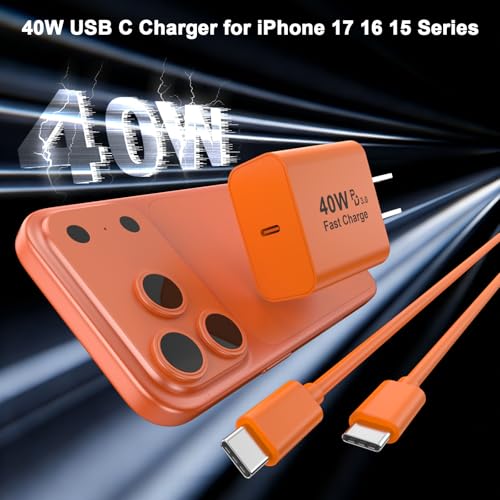Smilebridge [Apple MFi Certified] iPhone 17 Pro Max Charger Fast Charging, PD 40W USB C Charger Block with 10FT Long Type C Charging Cable Cord Compatible with iPhone 17/17 Pro/17 Pro Max/Air/16/15/16 15 Pro Max - Image 2