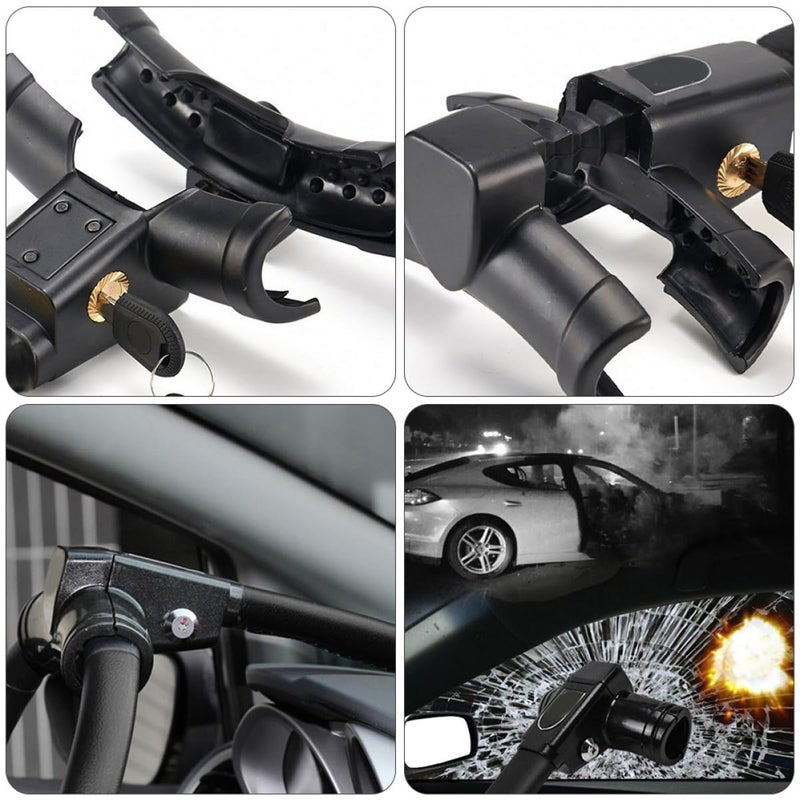 Anti Theft T Shaped Steering Wheel Lock with Rocket Cylinder Key for Sedan Van Black - Image 5