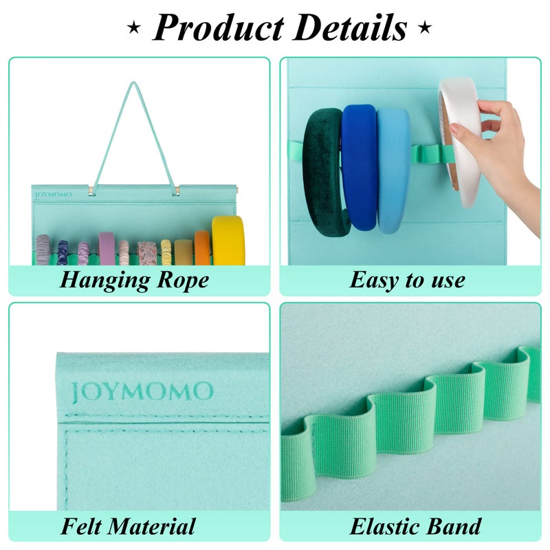 JOYMOMO Hanging Headband Holder For Girls,Felt Headband Organizer Headband Storage Holder Organizer For Headband (Without Headbands) (Mint Green) - Image 4