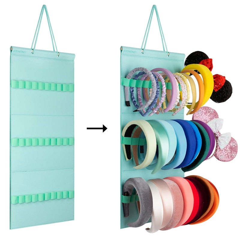 JOYMOMO Hanging Headband Holder For Girls,Felt Headband Organizer Headband Storage Holder Organizer For Headband (Without Headbands) (Mint Green) - Image 2