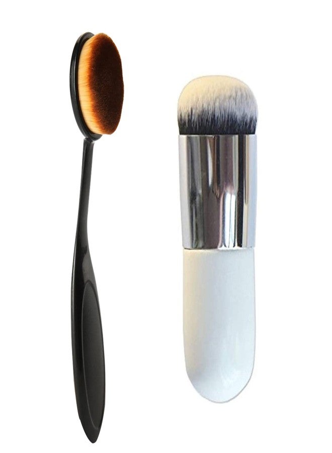 زوريني مجموعة فرش مكياج زوريني مكونة من فرشتين صناعيتين فاخرتين لخافي العيوب، ومجموعة تحديد الوجه، وبودرة الأساس. - Image 1