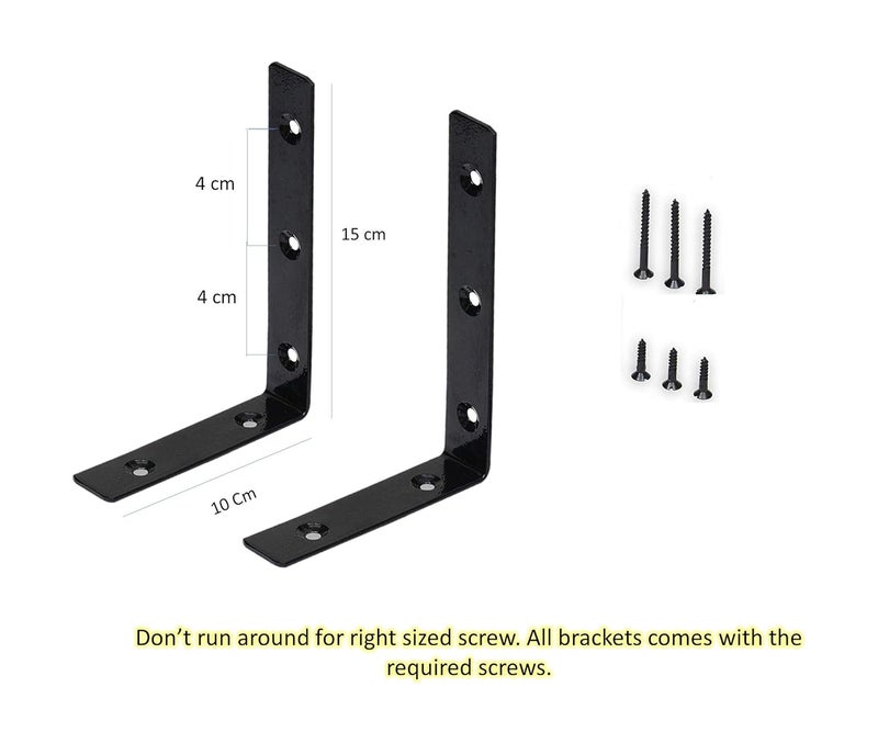 bvslf Wall Bracket for Shelves, Wall Bracket for Home Decor, Metal L Angle Bracket for Wall Shelf with Matching Screws - Pack of 2 (6 '' x 4 '') - Image 2