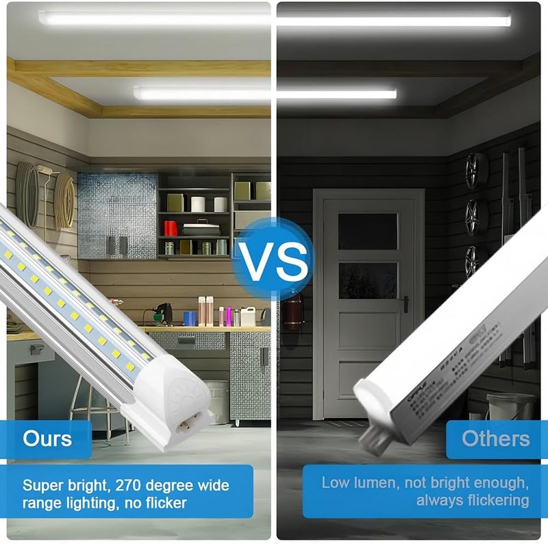SHOPLED LED Shop Light 5FT, 50W 6500LM 6000K Cool White, V-Shape T8 Linkable LED Tube Lights, Work Shop Lights for Garage, Workbench, Basement, ETL Listed, 4 Pack - Image 4