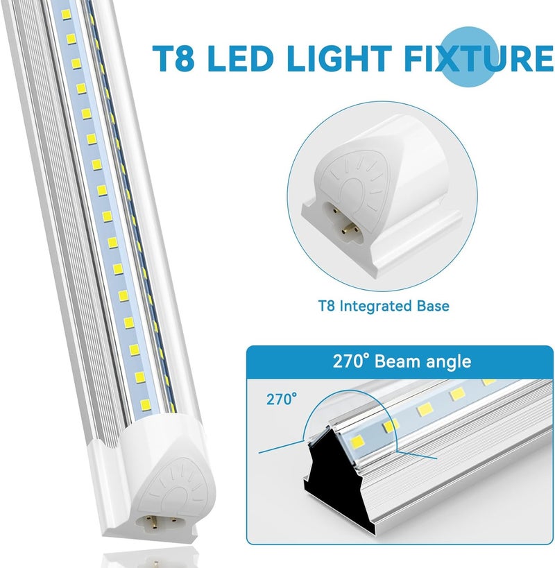 SHOPLED LED Shop Light 5FT, 50W 6500LM 6000K Cool White, V-Shape T8 Linkable LED Tube Lights, Work Shop Lights for Garage, Workbench, Basement, ETL Listed, 4 Pack - Image 2